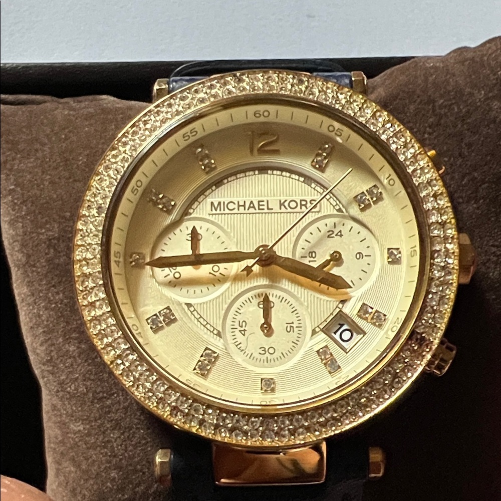 Michael Kors Gold-Tone Watch with Crystal Details